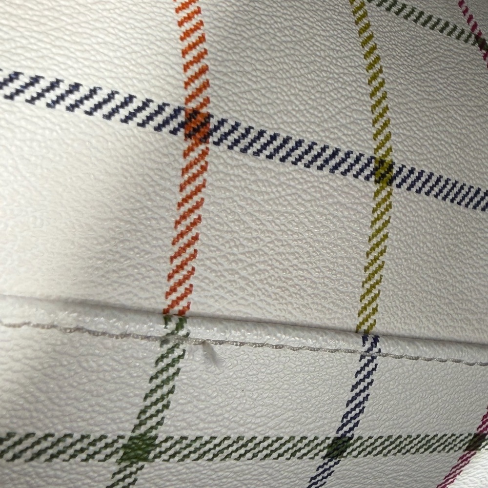 Coach Peyton Tattersall Plaid Satchel Tote Coated Canvas Ivory - Picture 15 of 16